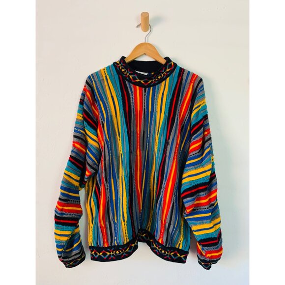 Vtg COOGI Multicolor Striped Sweater L100% Mercerised Cotton Made In Australia - Picture 2 of 11